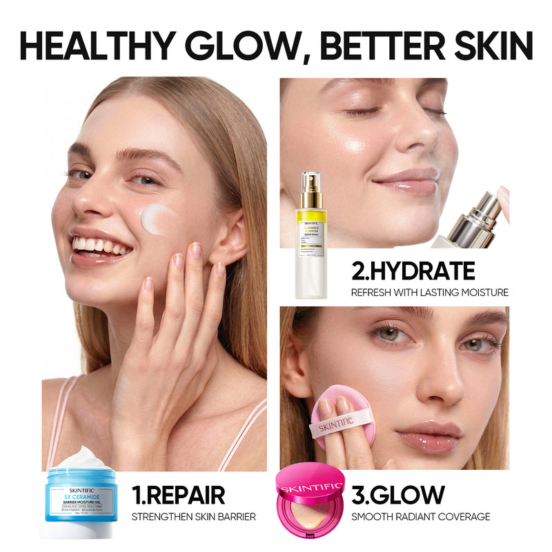 5X Ceramide Gel & Glow Cushion & Serum Spray 3pcs Set