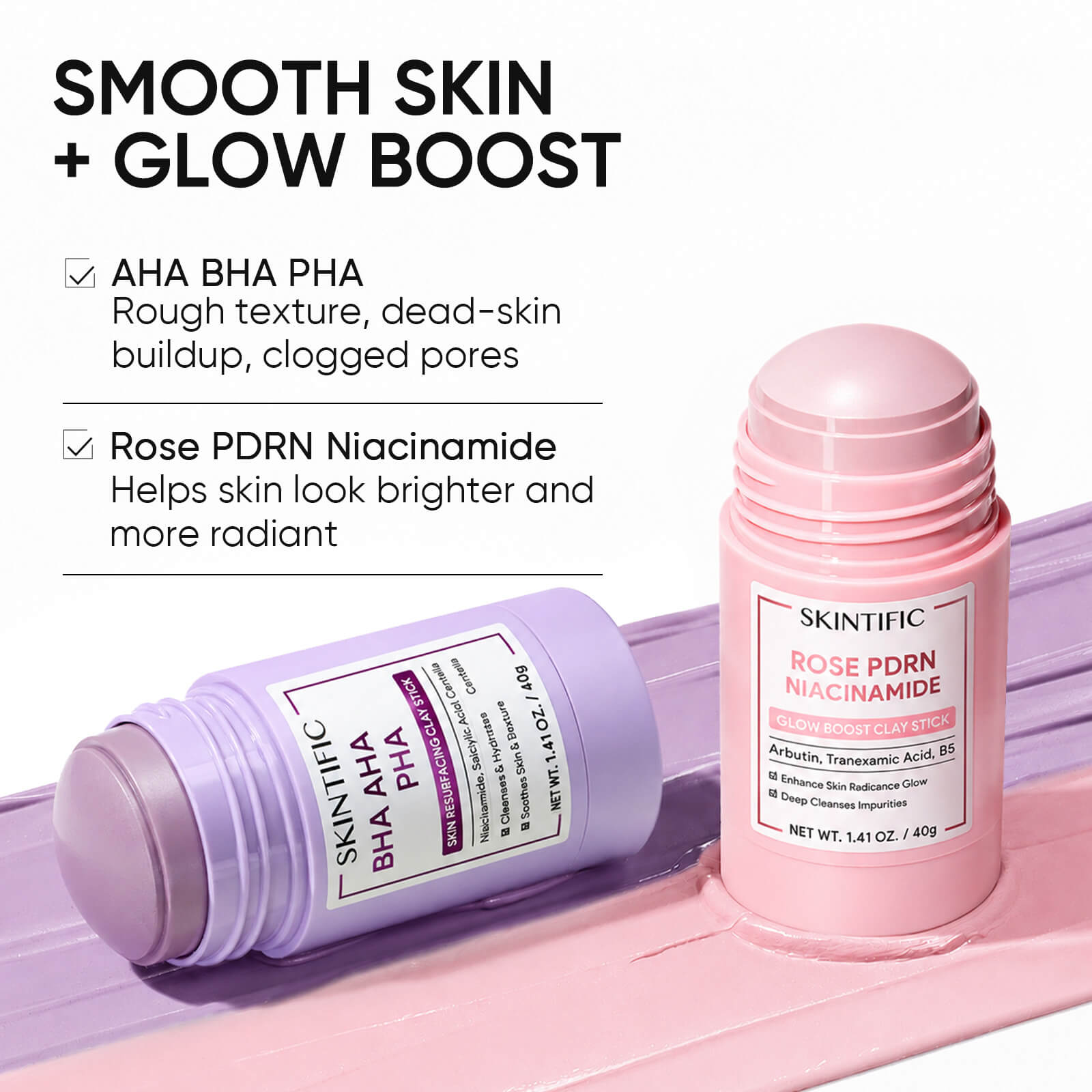 Clay Stick Duo Set for Pores, Oil, Texture & Glow