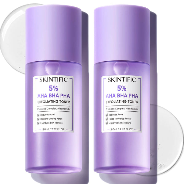 5% AHA BHA PHA Exfoliating Toner for Acne & Bright Skin