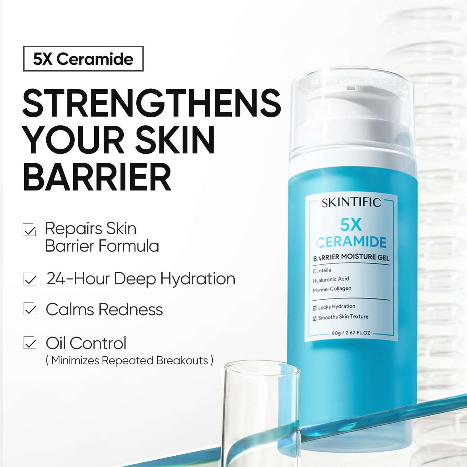 SKINTIFIC 5X Ceramide Barrier Repair Moisture Gel – Beruhigend und