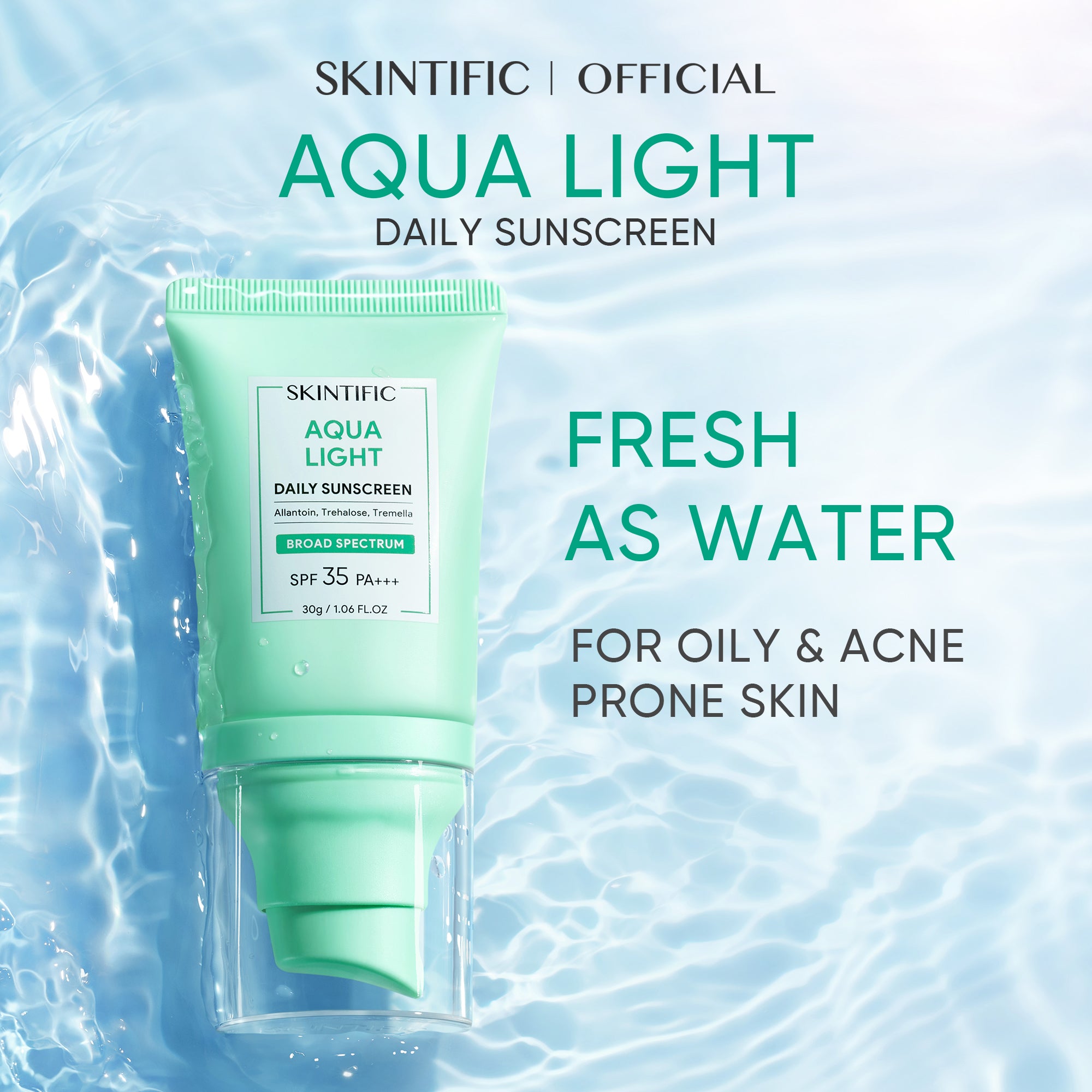 SKINTIFIC Aqua Light Daily Sunscreen 30ml/50ml SPF 35 PA+++