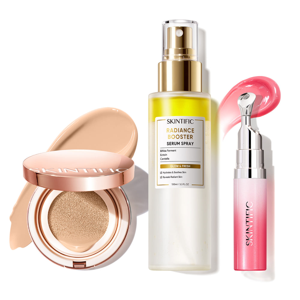 12 Stunden langanhaltendes Cover Cushion + Booster Serum Spray + Lippenserum