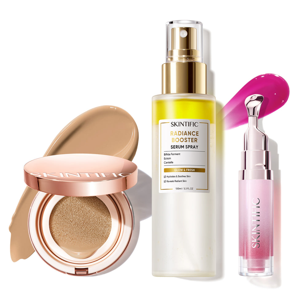 12 Stunden langanhaltendes Cover Cushion + Booster Serum Spray + Lippenserum