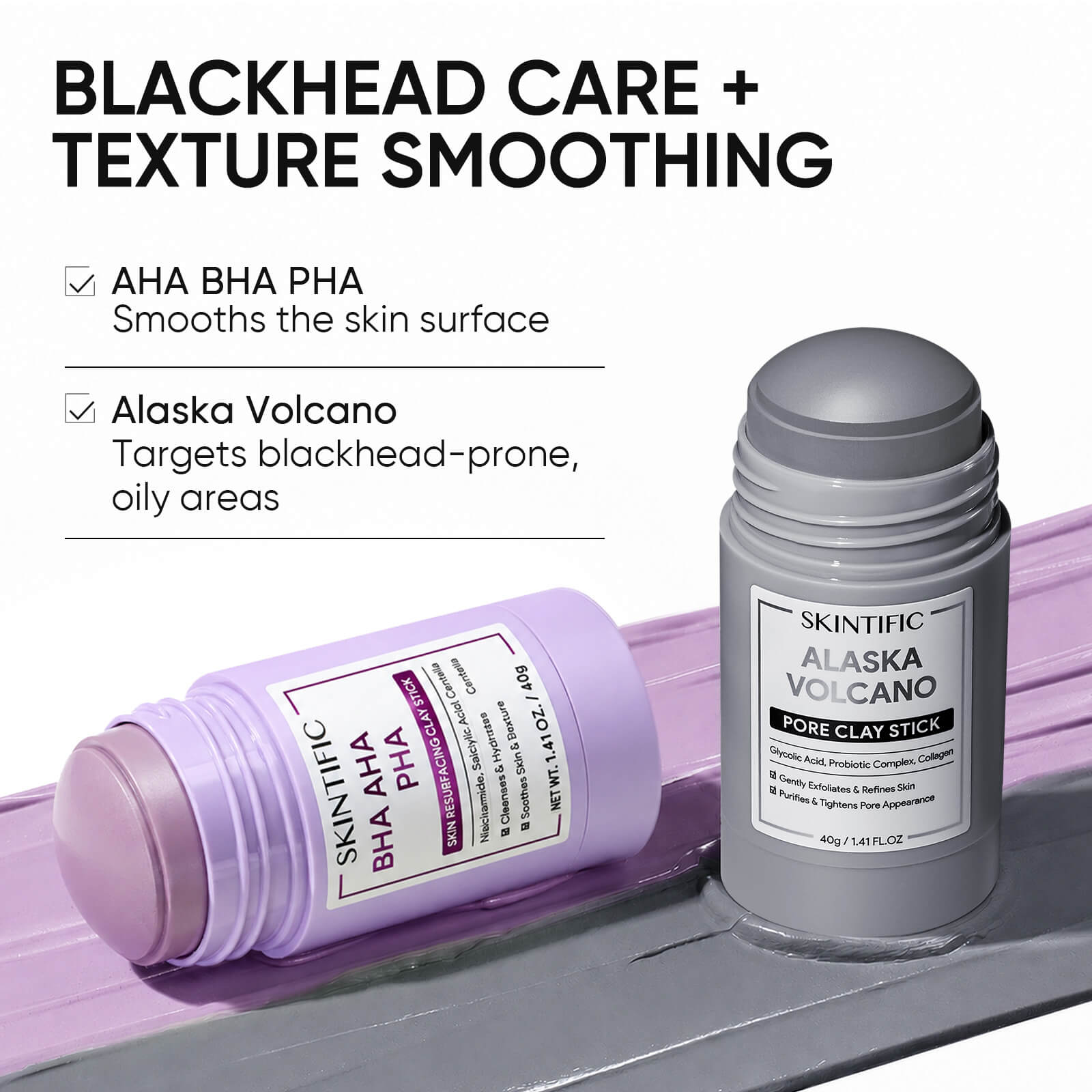 Clay Stick Duo Set for Pores, Oil, Texture & Glow