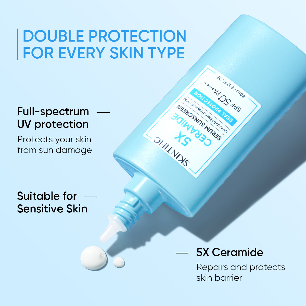 SKINTIFIC - 5X Ceramide Serum Sunscreen SPF50 PA++++ 80ml