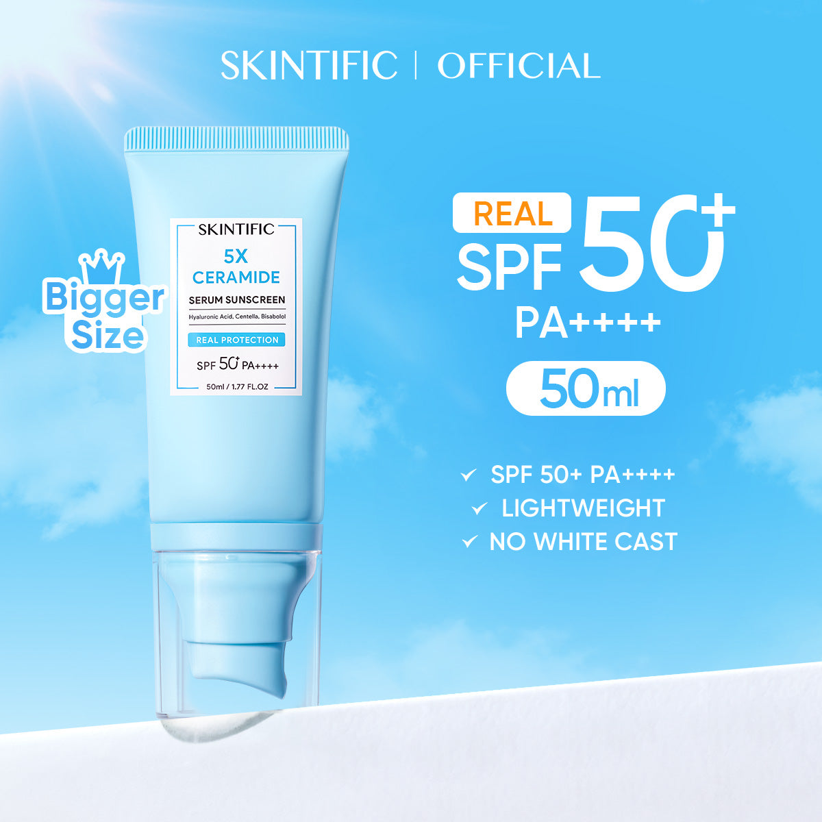 SKINTIFIC - 5X Ceramide Serum Sunscreen SPF50 PA++++ 50ml