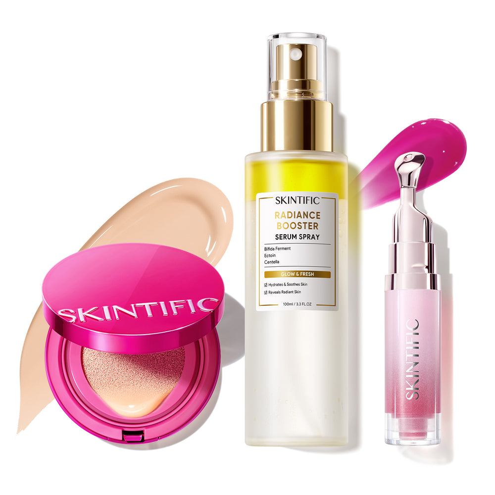Glow Make-up-Set mit Cushion, Gesichtsspray & Lippenserum
