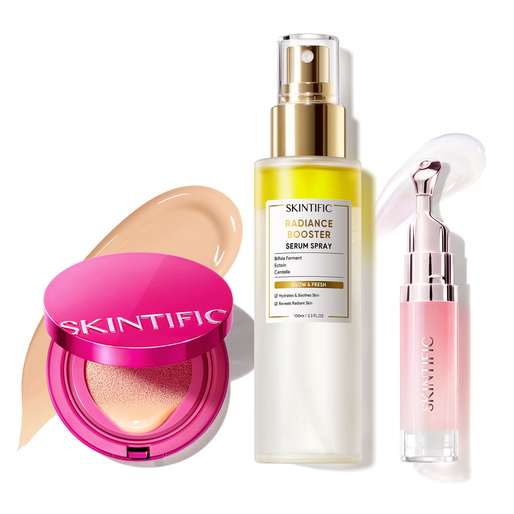 Glow Make-up-Set mit Cushion, Gesichtsspray & Lippenserum