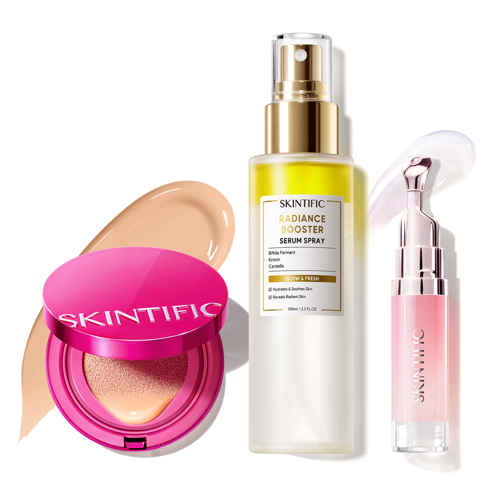 Glow Make-up-Set mit Cushion, Gesichtsspray & Lippenserum