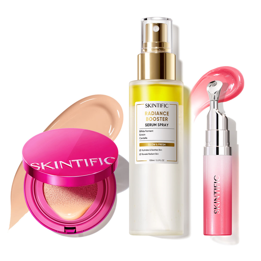 Glow Make-up-Set mit Cushion, Gesichtsspray & Lippenserum