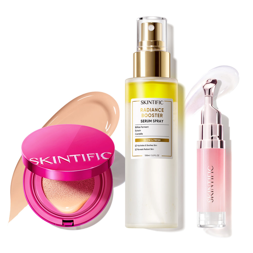 Glow Make-up-Set mit Cushion, Gesichtsspray & Lippenserum
