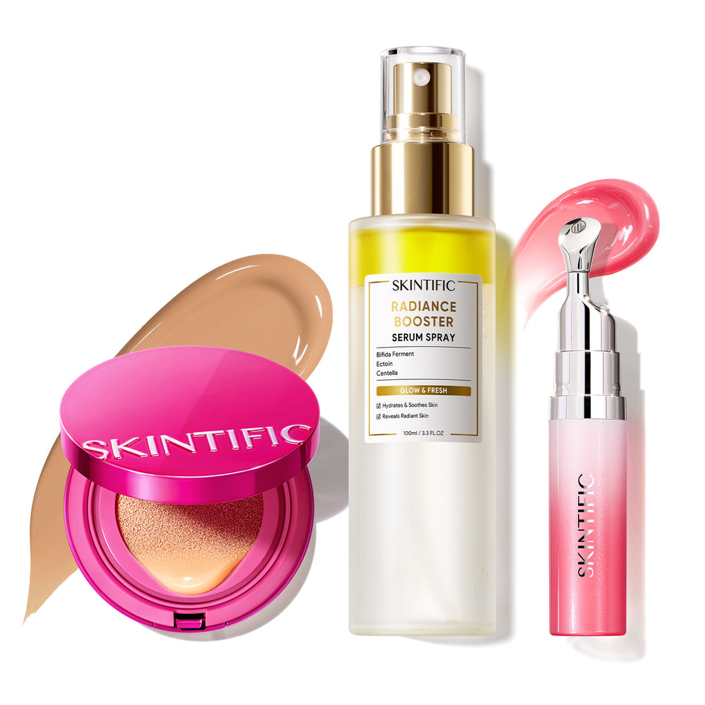 Glow Make-up-Set mit Cushion, Gesichtsspray & Lippenserum