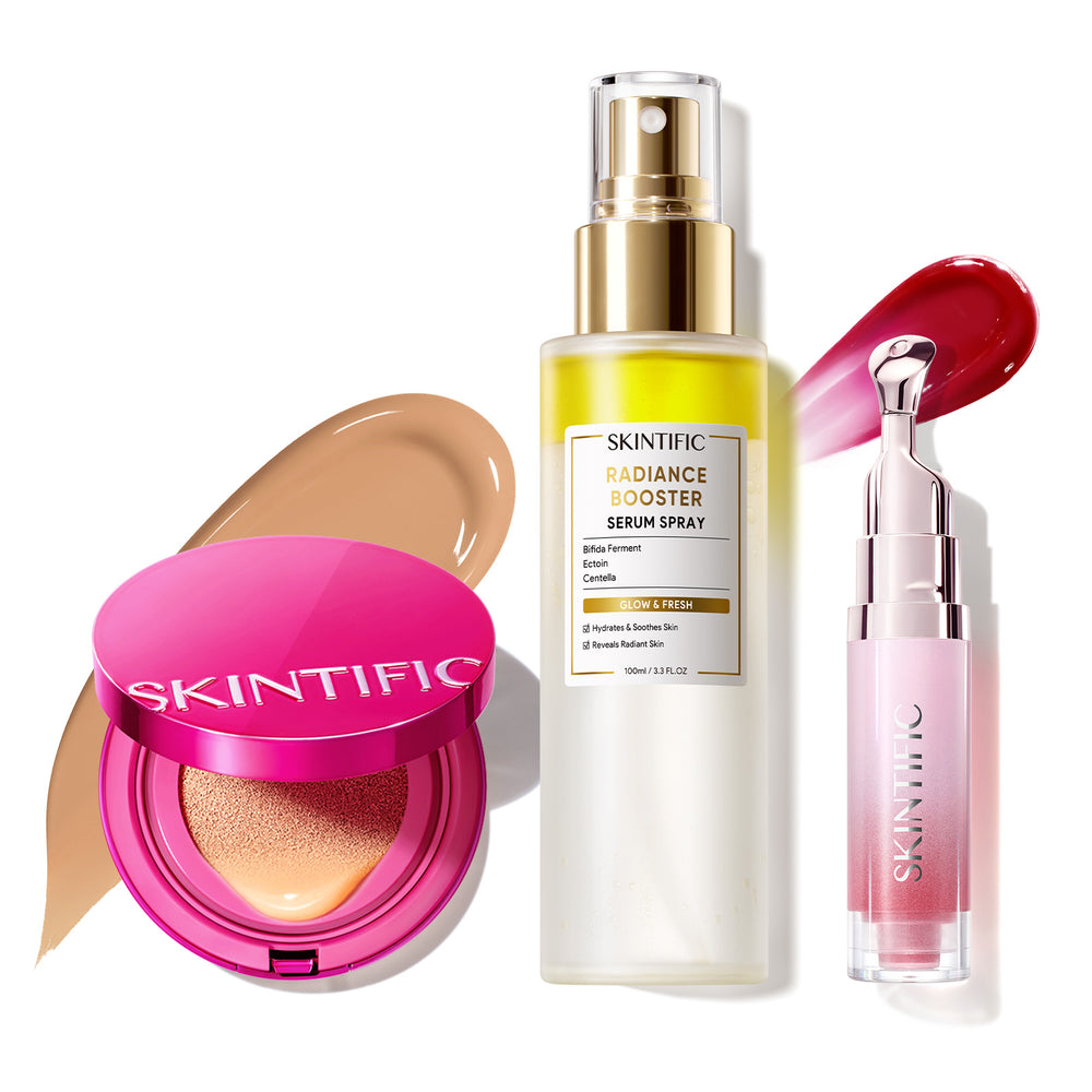 Glow Make-up-Set mit Cushion, Gesichtsspray & Lippenserum