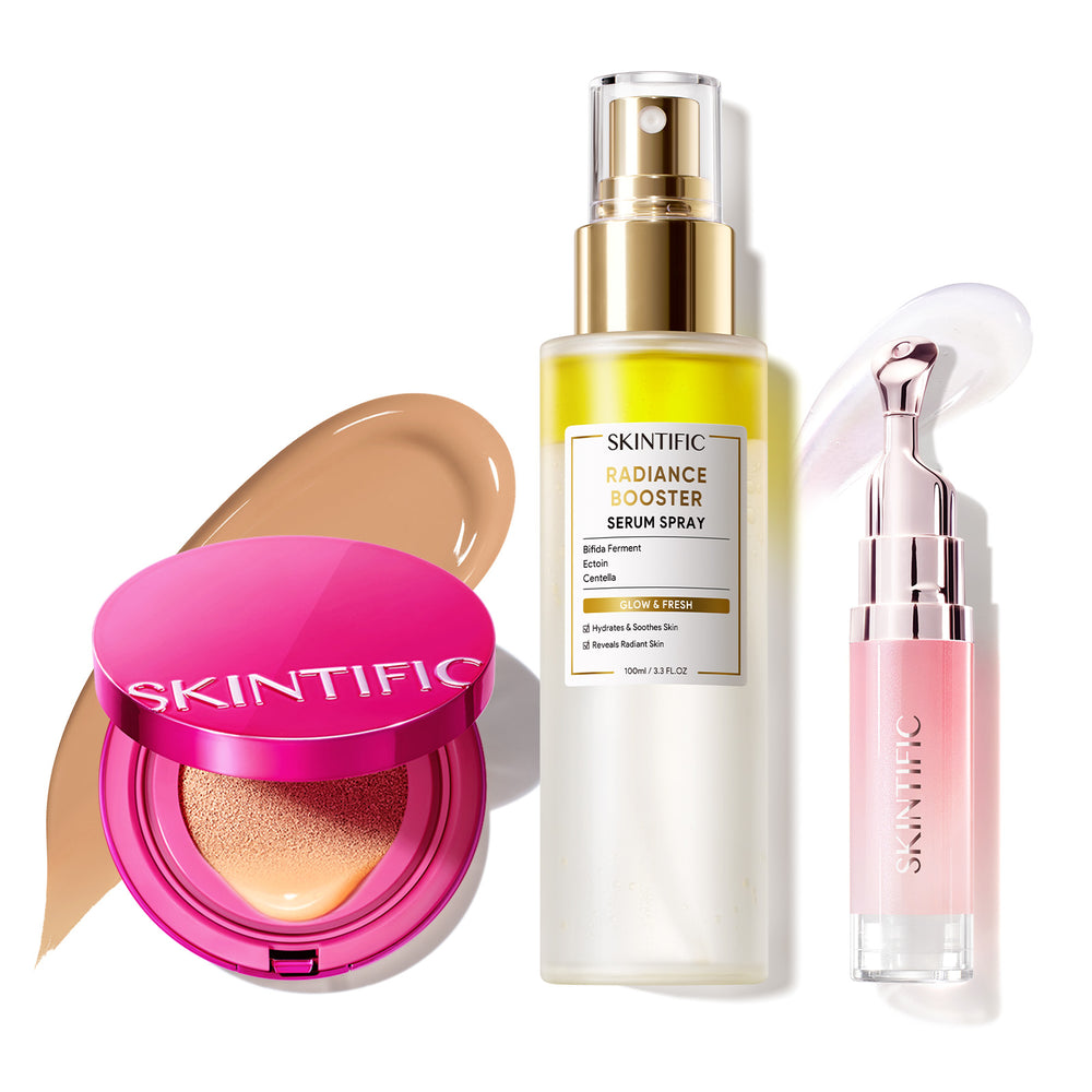 Glow Make-up-Set mit Cushion, Gesichtsspray & Lippenserum
