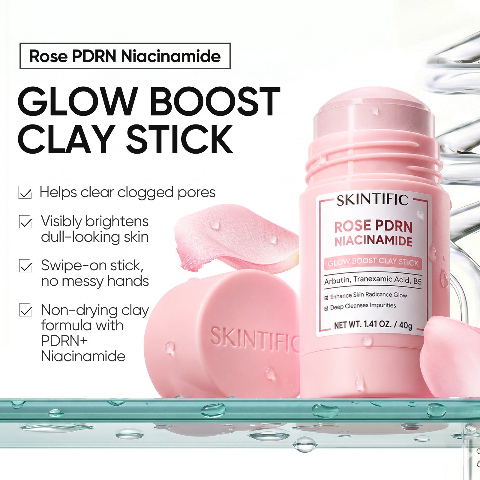 Rose PDRN Niacinamid Glow Boost Tonerde-Stick