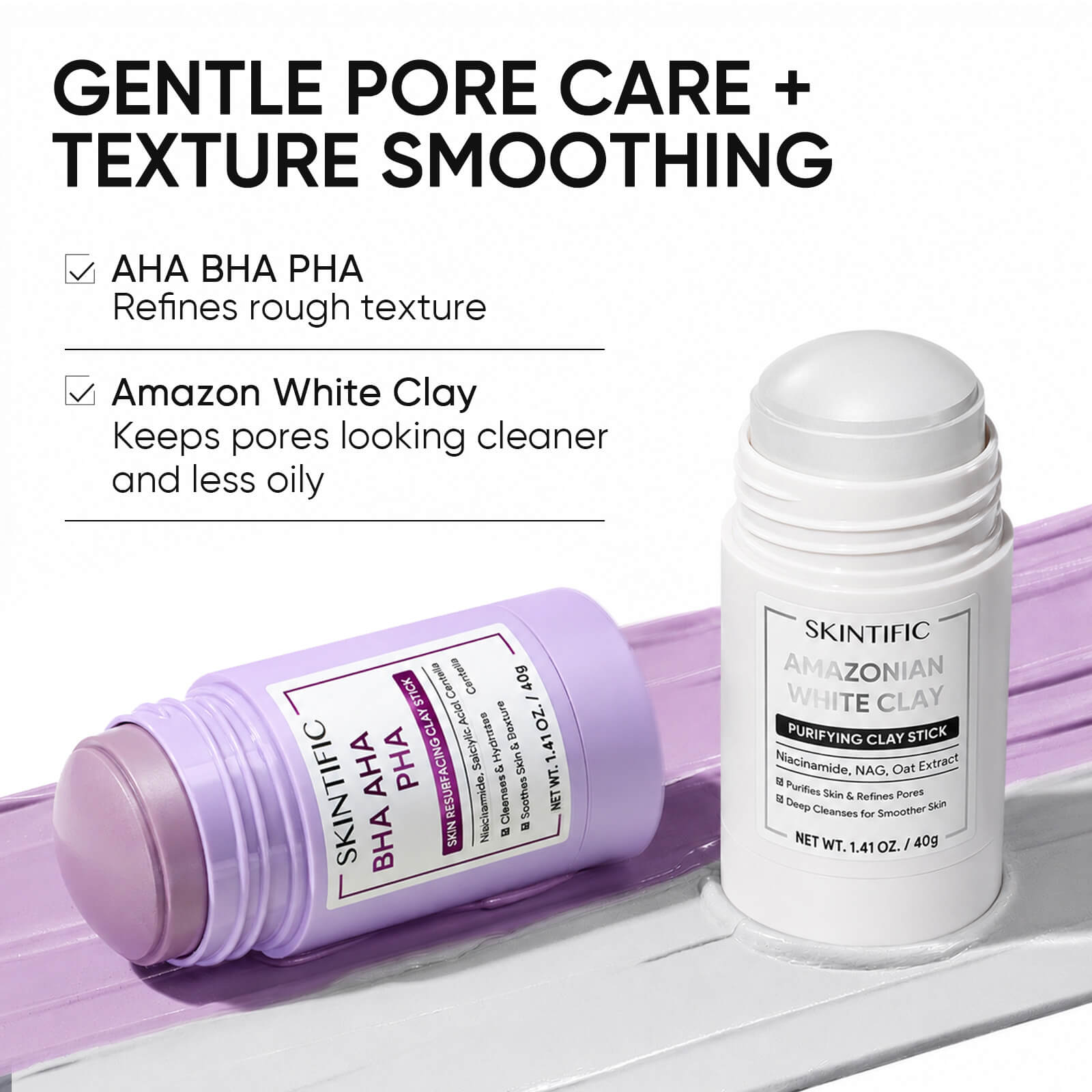 Clay Stick Duo Set for Pores, Oil, Texture & Glow