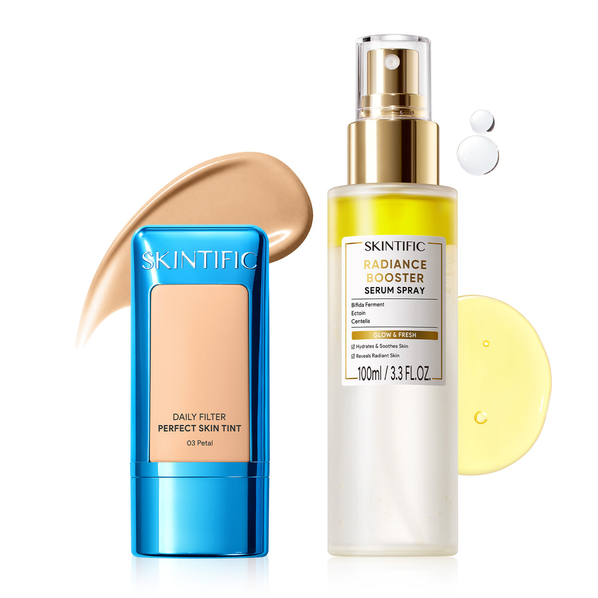 Feuchtigkeitsspendender Skin Tint und Glow Fixing Spray Set
