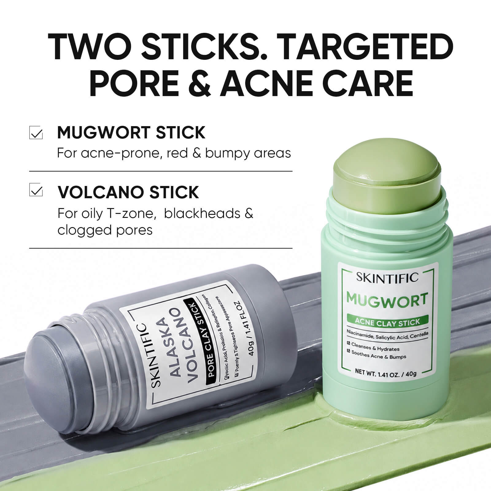 Blackhead Control & Acne Care Deep Cleansing Clay Stick Duo Set 2pcs