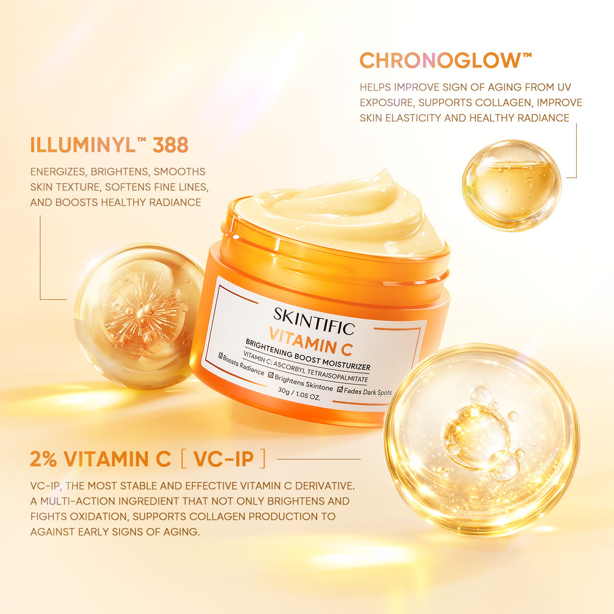 Vitamin C Brightening Boost Moisturizer Daily Glow Gel-Cream with