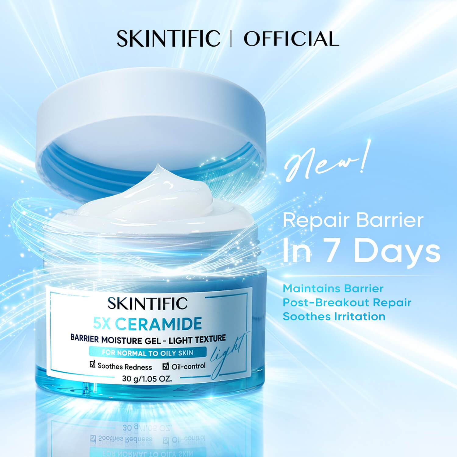 5X Ceramide Barrier Face Moisture Gel Light Texture for Oily