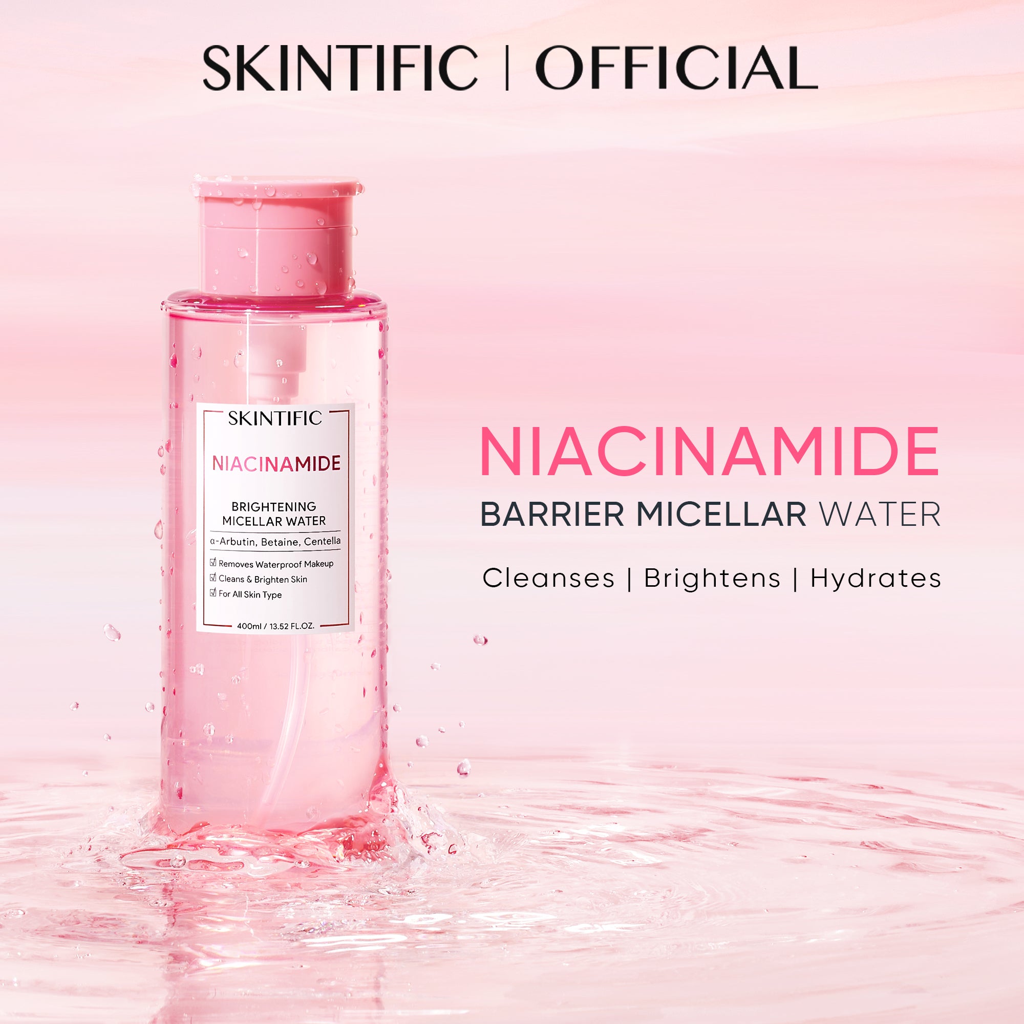 Niacinamide Micellar Water Brightening Makeup Remover