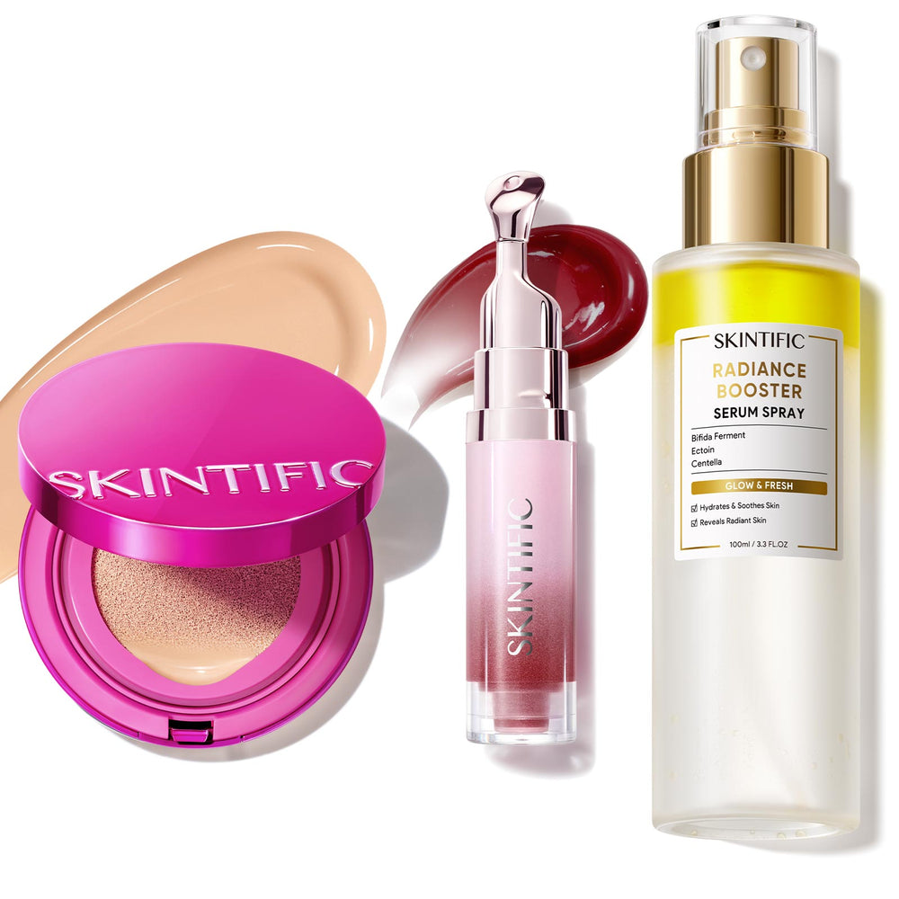 Glow Make-up-Set mit Cushion, Gesichtsspray & Lippenserum