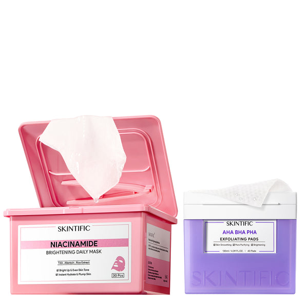 AHA BHA PHA Pads & Niacinamide Brightening Mask Set
