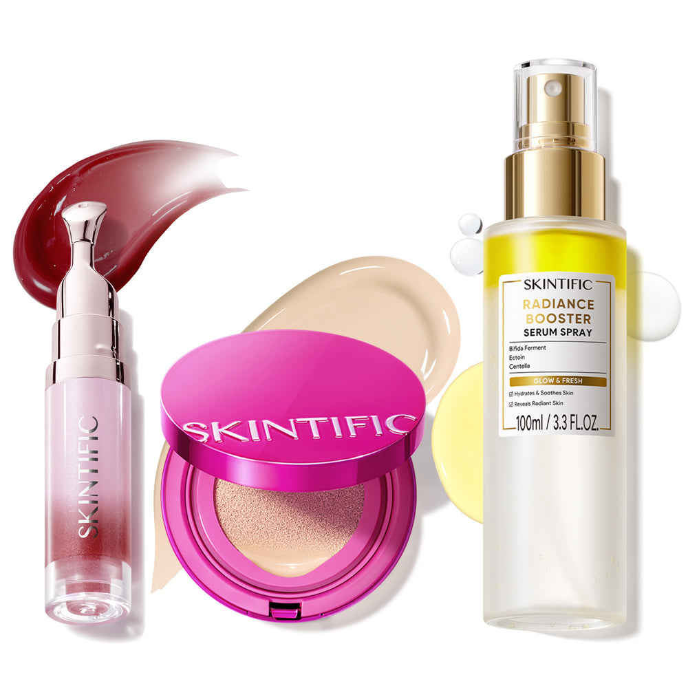 Glow Make-up-Set mit Cushion, Gesichtsspray & Lippenserum