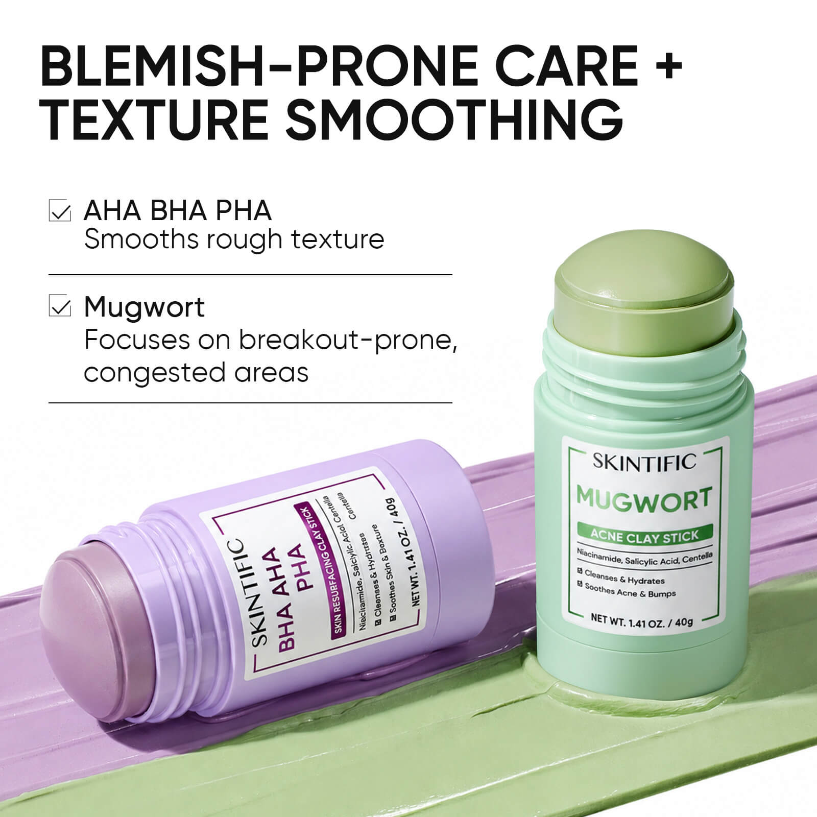 Clay Stick Duo Set for Pores, Oil, Texture & Glow